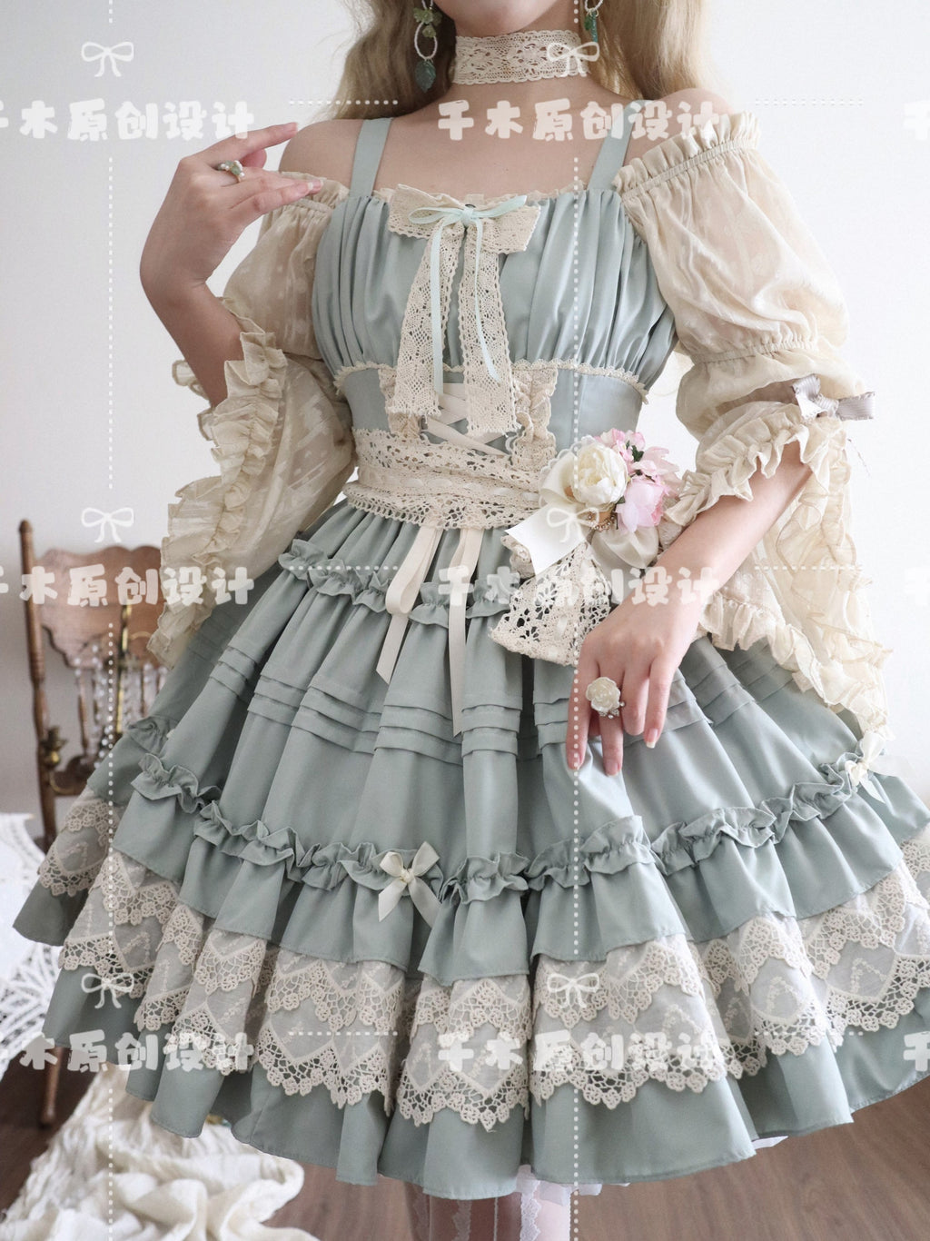Vivian - Sweet Lolita JSK Doll Lolita Tiered Ruffles Dress - image 13