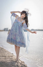 Coral Jellyfish - Sweet Lolita High-waist JSK Dress, Jellyfish & Coral Print and Accessories - image 38