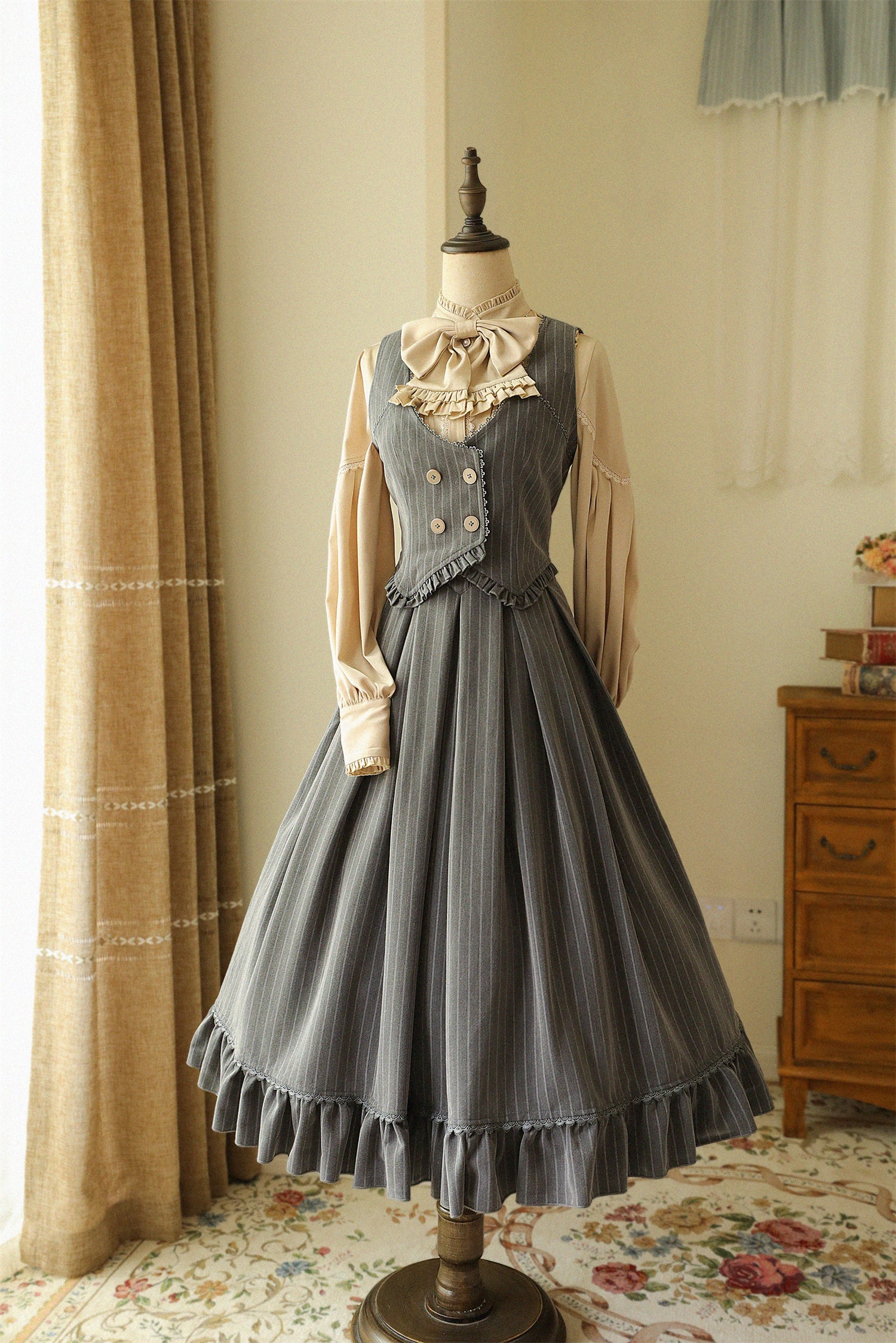 North of the Forest Classic Lolita Striped Vest and Skirt Set - image 1