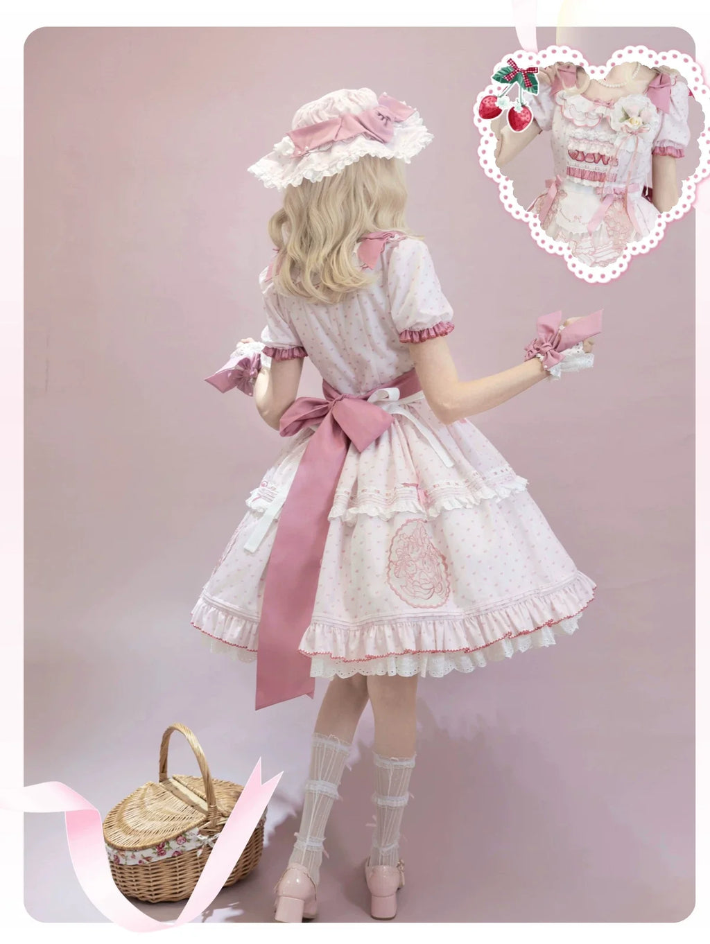 Berry Trap Embroidered Sweet Lolita OP Dress and Accessories - image 4