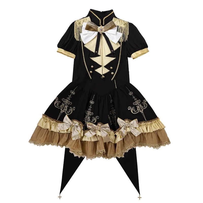Glitter Oath - Military Lolita OP Dress with Detachable Split Tail Cloak - image 23