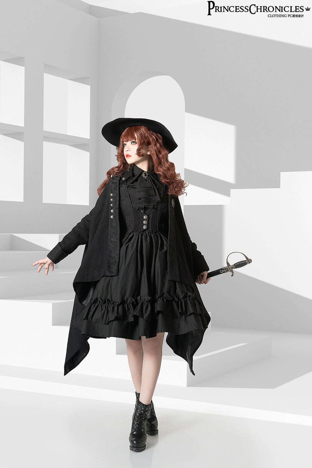 Black and Blue Retro Ouji Lolita Shirt with Mutton Sleeves - image 24