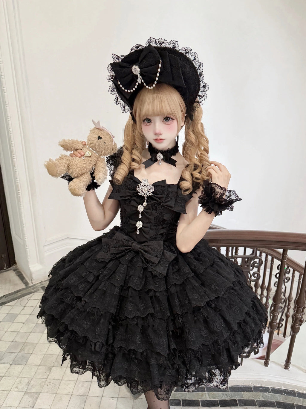 Snow Feather - Wedding Sweet Lolita JSK Dress, Multi-layered Lace Skirt - image 12