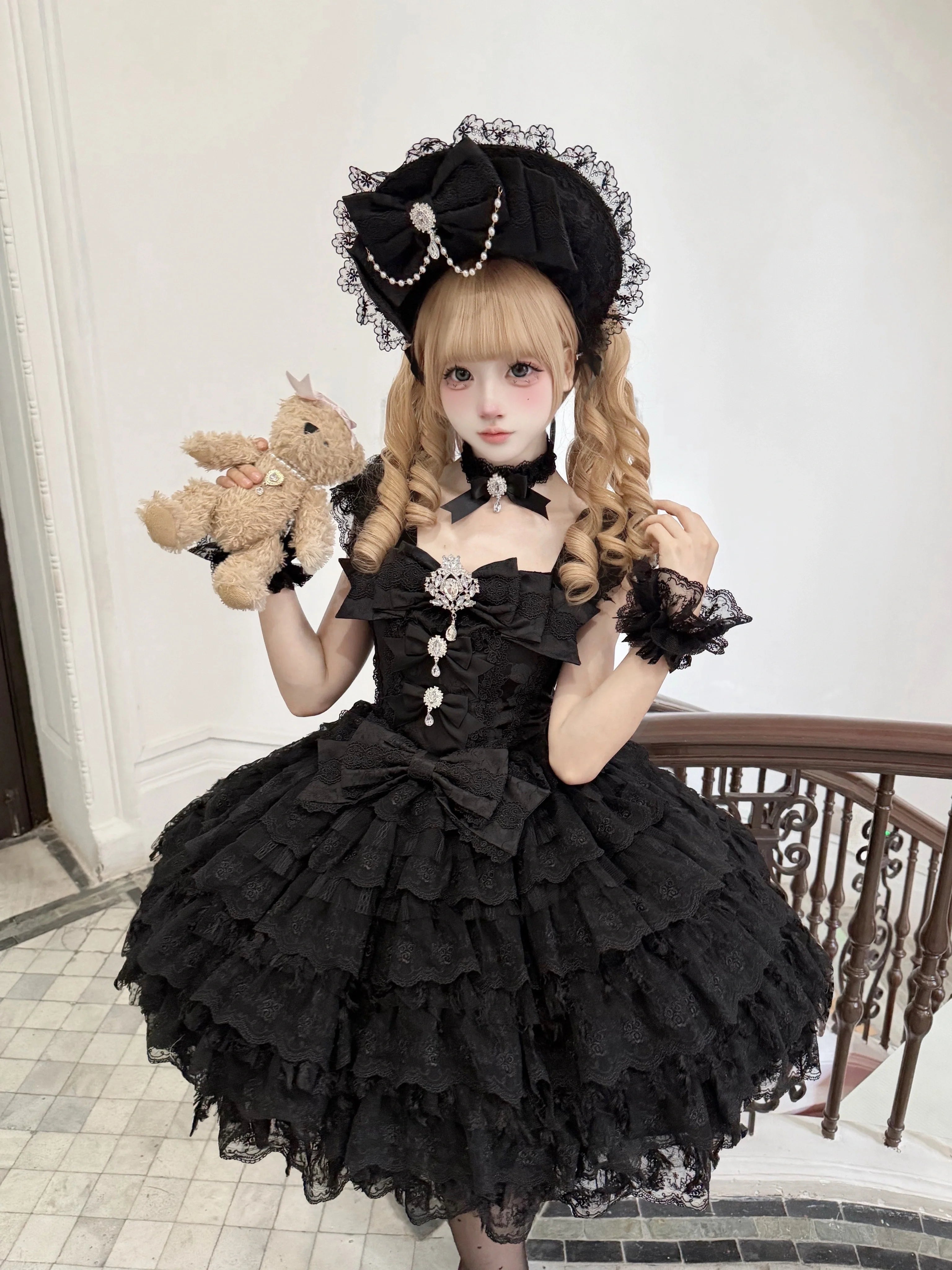 Snow Feather - Wedding Sweet Lolita JSK Dress, Multi-layered Lace Skirt - image 12