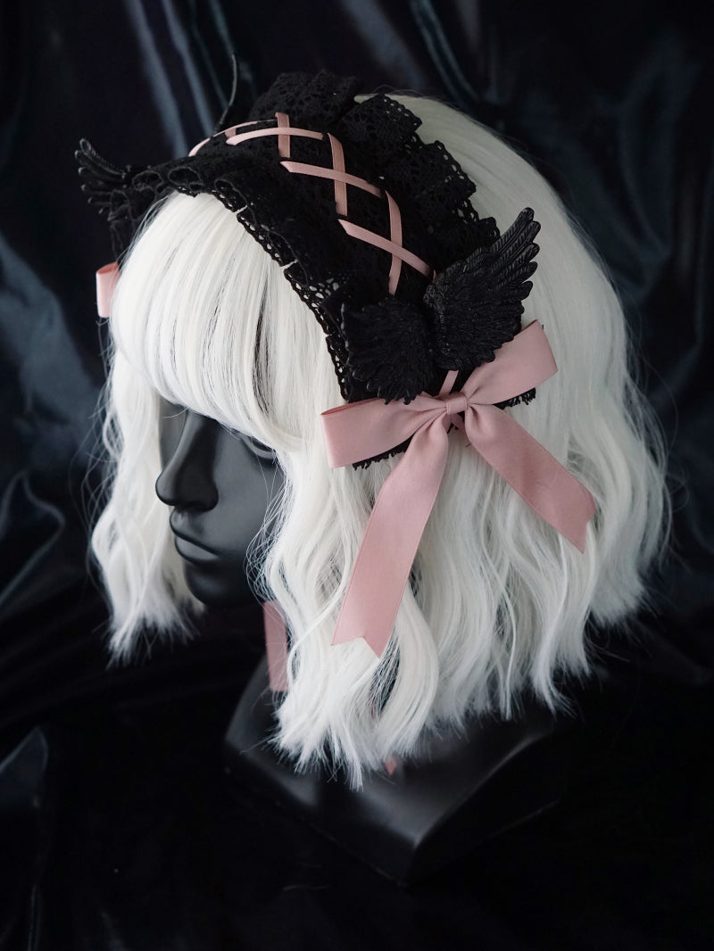 Black Wings Halloween Goth Lolita Hairband - image 20