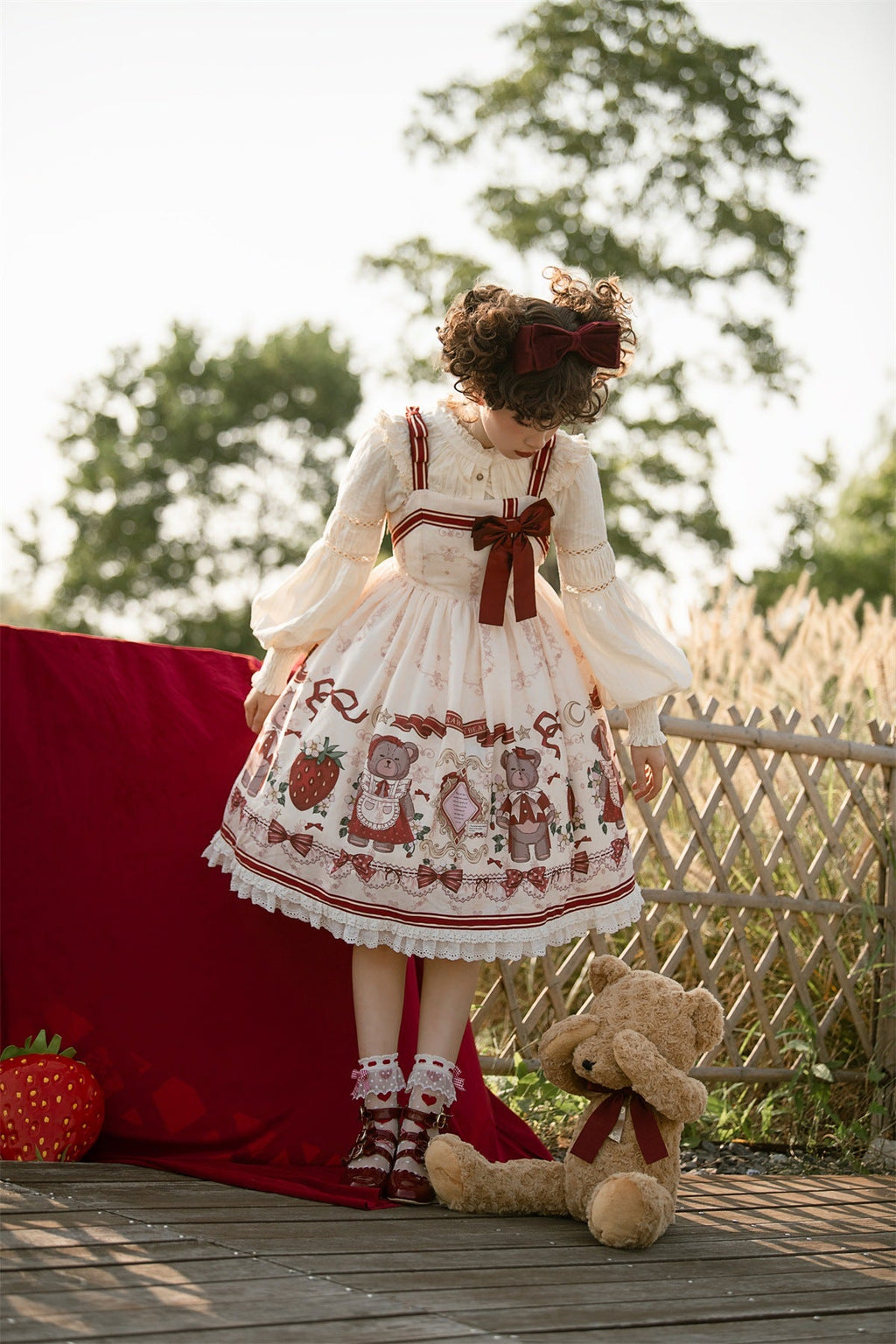 Christmas New Year Winter Lolita JSK Coat Set - image 16