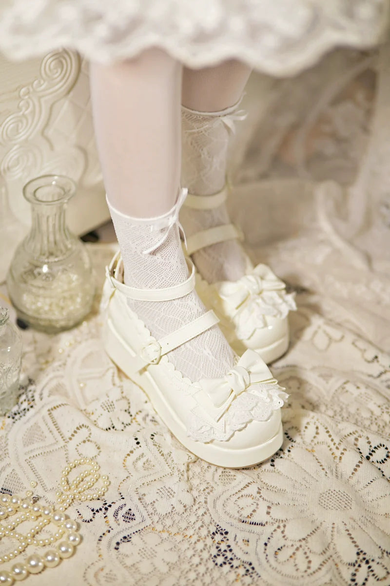 Milky Puff - Sweet Lolita Heels Shoes, Round Toe With Petite Wedge - image 23