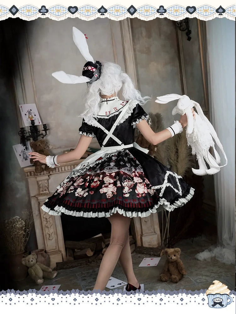 Alice - Kawaii Lolita OP Dress, Rabbit & Playing Card Motifs - image 9