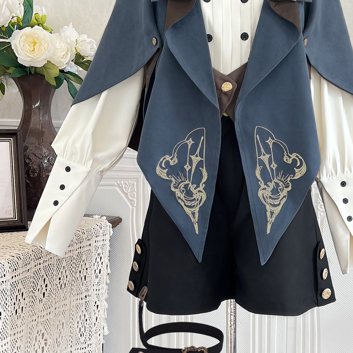 Narrative Poem - Ouji Lolita Shorts Suit with Shirt Cape and Vest - image 15