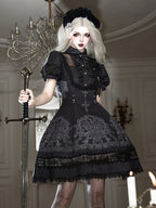 Black Lace Lily Gothic Classic Lolita OP Dress - image 11