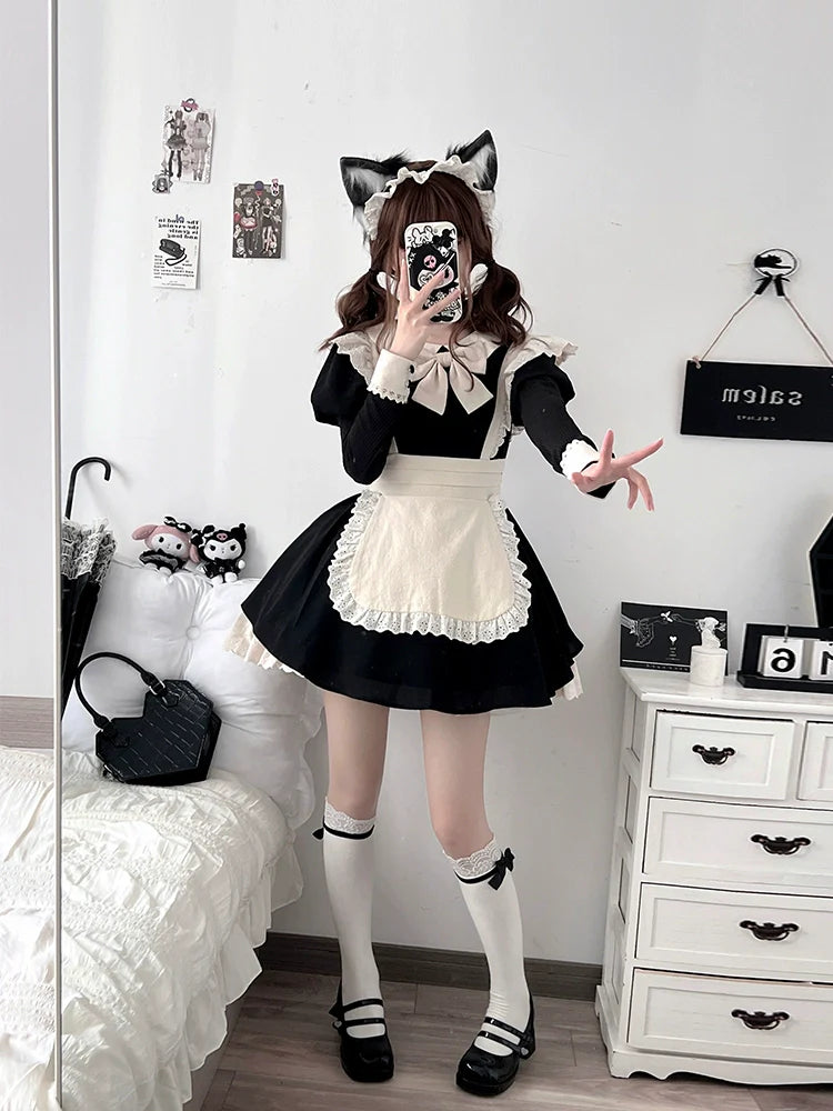Kiss Kiss - Vintage Maid Lolita OP Dress and Apron - image 9