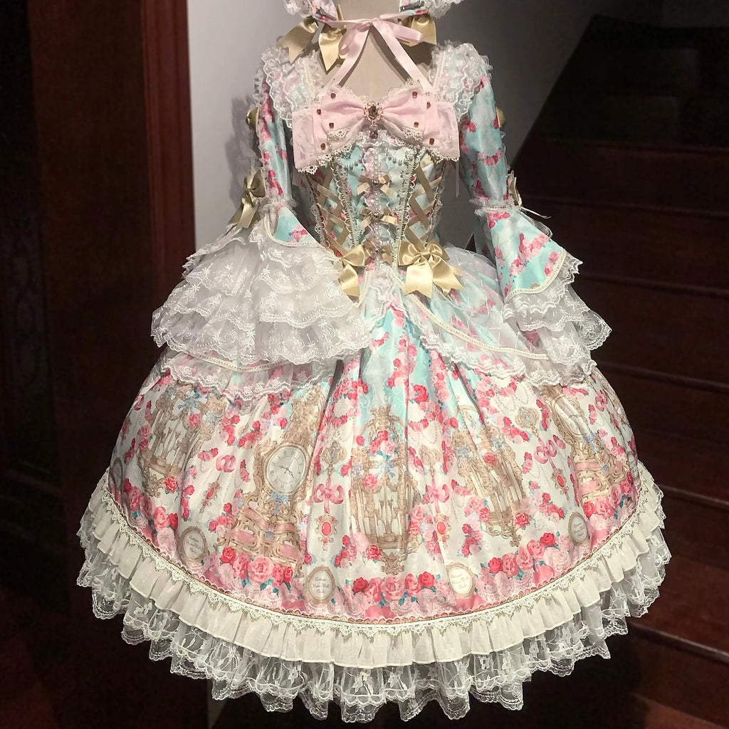 Rose Garden Prelude - Sweet Lolita OP Dress, Floral Printed - image 28