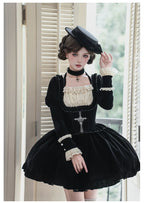 Apocalypse - Gothic Lolita Velvet OP Dress Set, Fishbone Waist - image 20