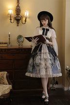 Clock Butterfly - Gothic Lolita Printed Blouse and Corset Skirt Set - image 11