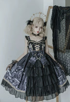 Dragon Witch - Printed Gothic Lolita JSK Dress, Front Opening - image 1
