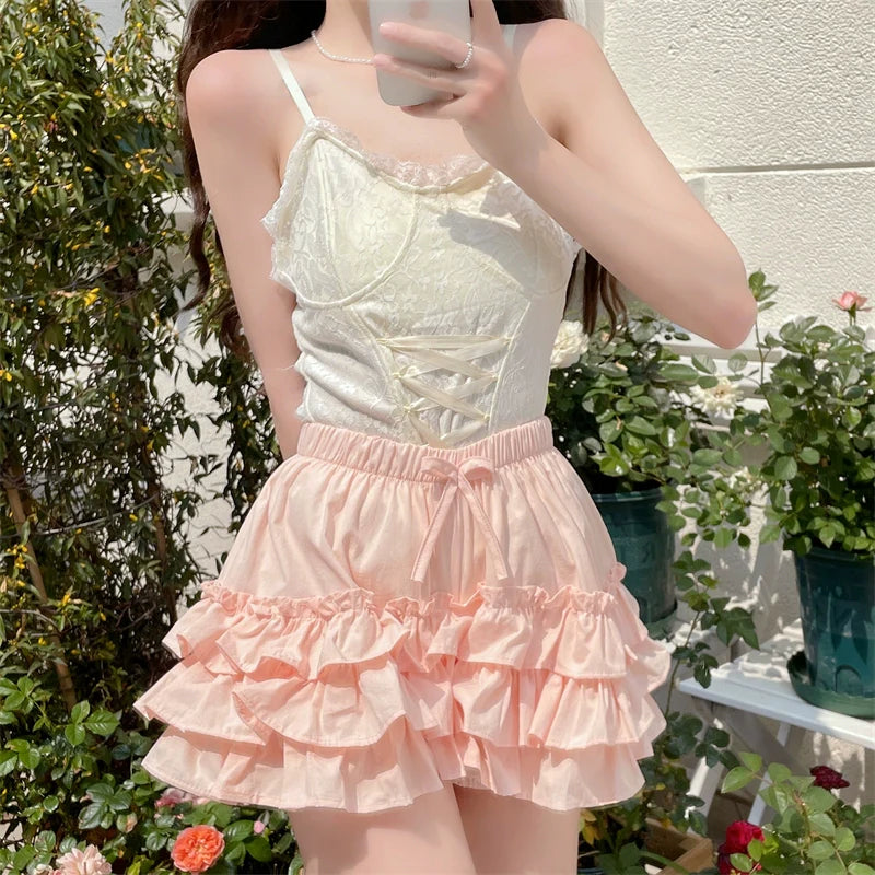 Daily Lolita Bloomers Anti-Exposure Pink Ruffle Safety Shorts - image 2
