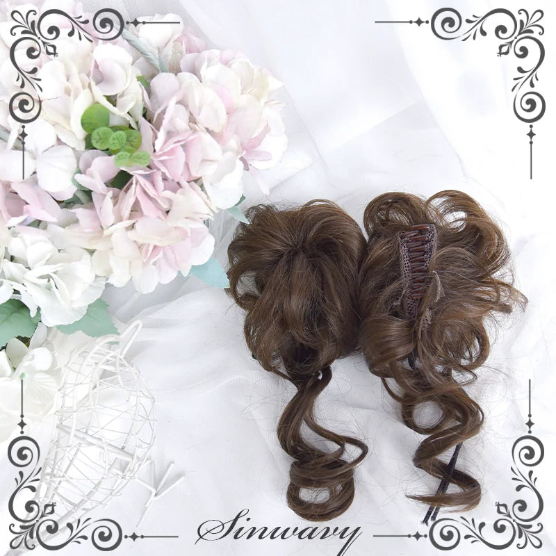 Kawaii Brown Bun Ponytail Lolita Wig - image 9