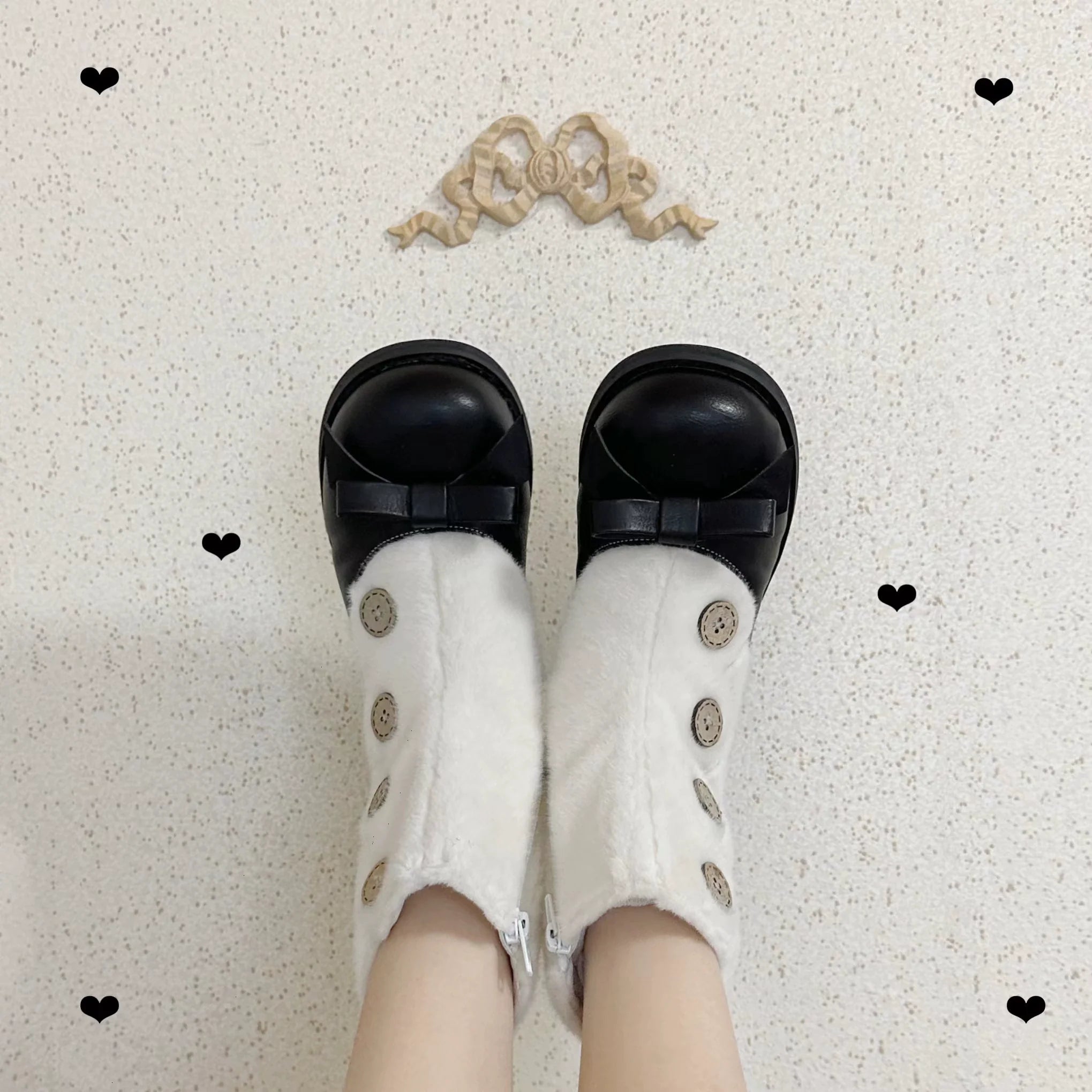 Winter Lolita Boots Fur Mary Jane Lolita Low Heel Shoes - image 79
