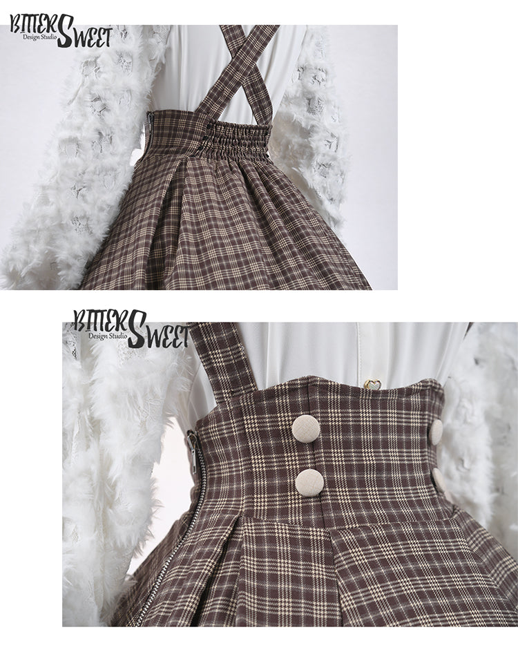 Vintage Lolita Skirt Fishbone Tartan Super High Waist SK - image 7