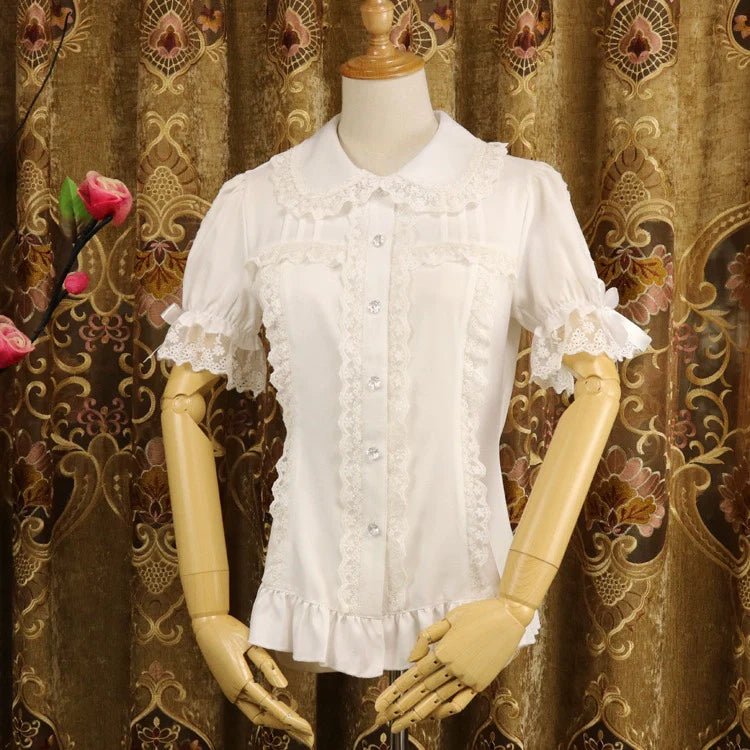 Sweet Lolita Shirt Short Sleeve Chiffon Blouse - image 1