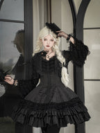 Six-Panel Gothic Lolita JSK Dress with Tiered Ruffles - image 1