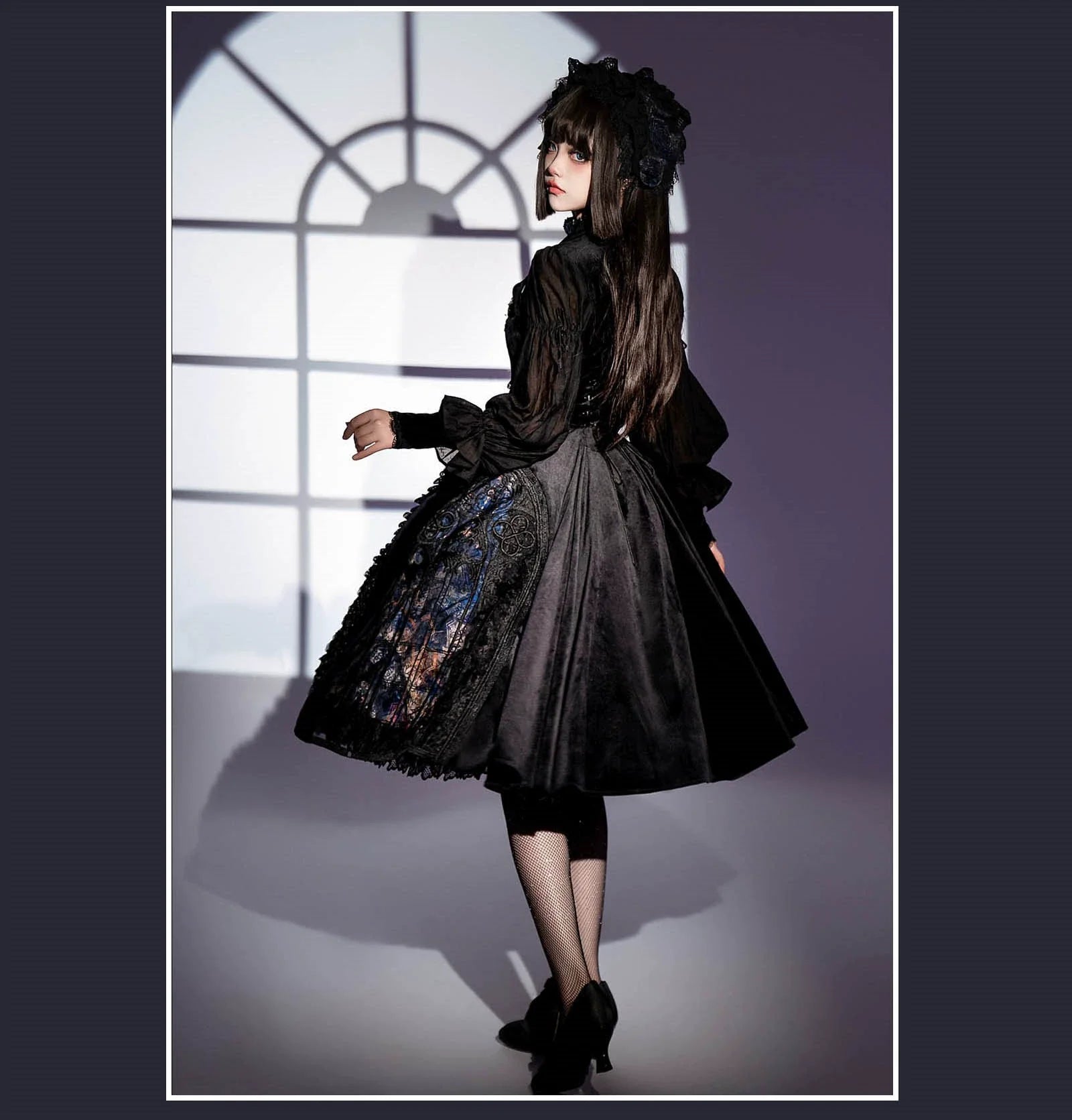 Night Traveler - Classic Gothic Lolita Dress with Stained Glass Window Print - image 33