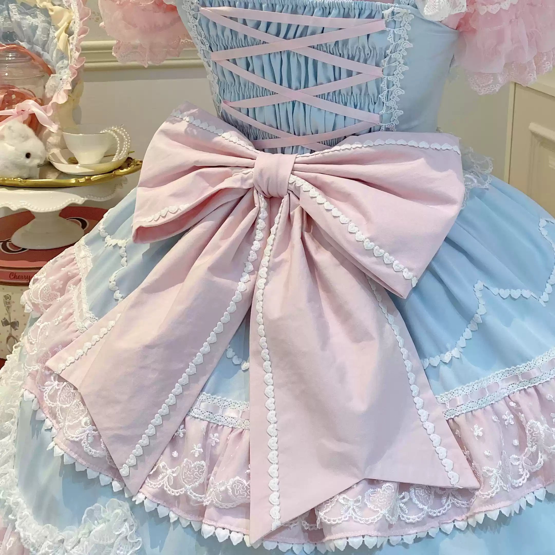 Fondant Cake - Summer Sweet Lolita JSK Dress, Tiered Ruffles and Bows - image 31