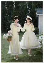 Winter Island Memory - Elegant Lolita Winter Coat & OP Dress Set - image 9