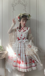 Strawberry Fruit Tea SP - Apricot Sweet Lolita Jumper Dress - image 8