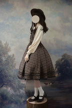 Grena's Poems - Plaid Elegant Lolita JSK Dress, V-Neck - image 7