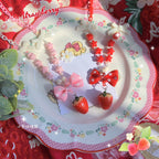 Sweet Lolita Strawberry Necklace Red Polka Dot Bow - image 1