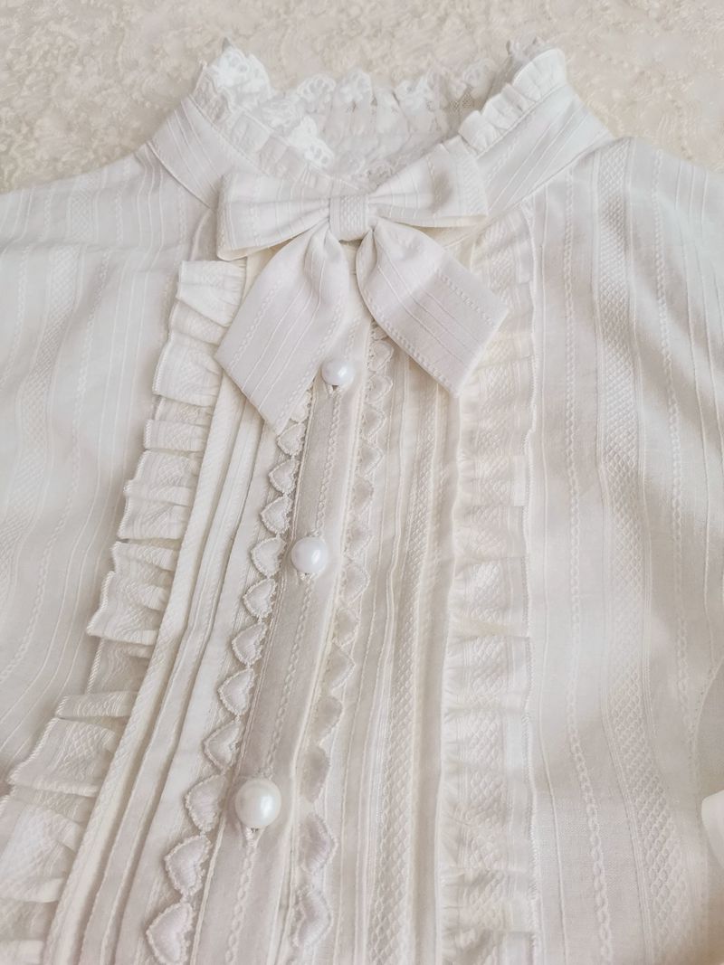 Winter Mutton Sleeves Lace Flounce Lolita Blouse - image 4