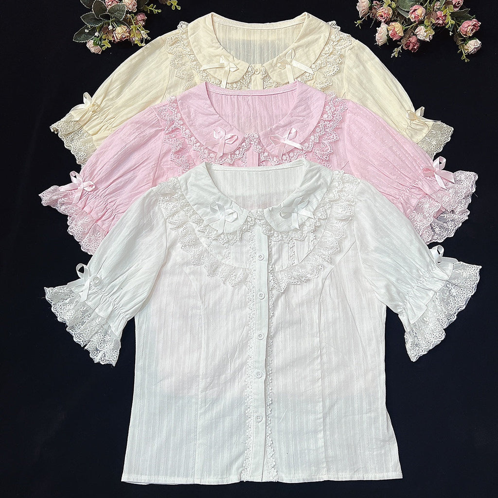 Summer Short Sleeve Cotton Lolita Blouse - image 2
