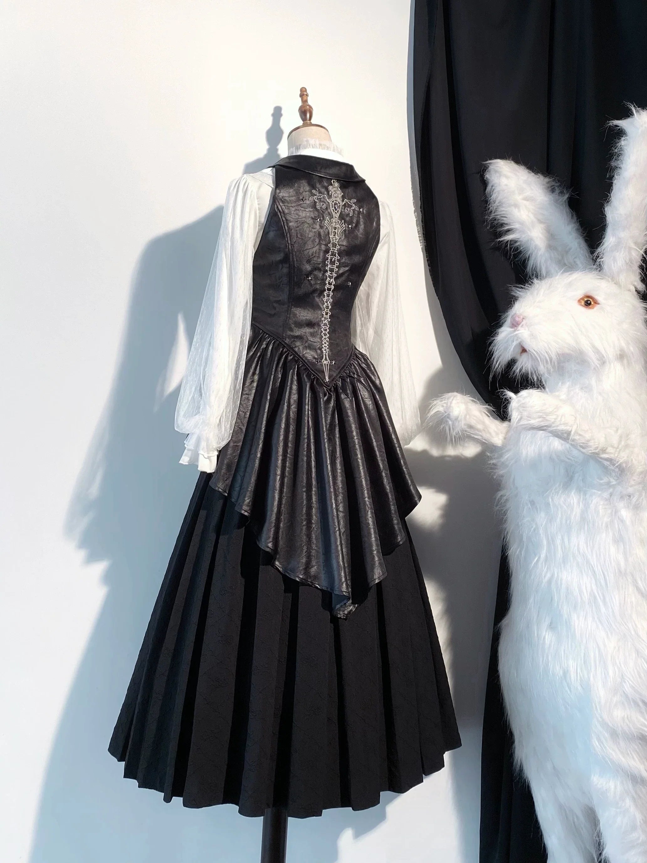 Bone Sword - Gothic Lolita Slim-Fit Vest with Embroidery - image 3