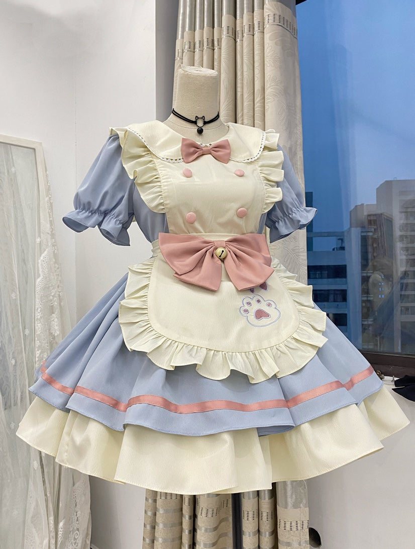 Cat Cafe - Maid Lolita OP dress with Detachable Bow and Apron - image 14