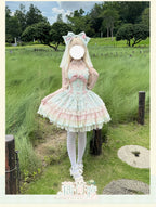 Lotus Crossing - Sweet Lolita Tiered Hem JSK Dress with Satin Bow and Accessories - image 10