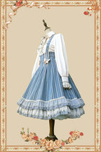 Elegant Lolita Stripe High-waist Jumper Dress Set and Cape - image 41