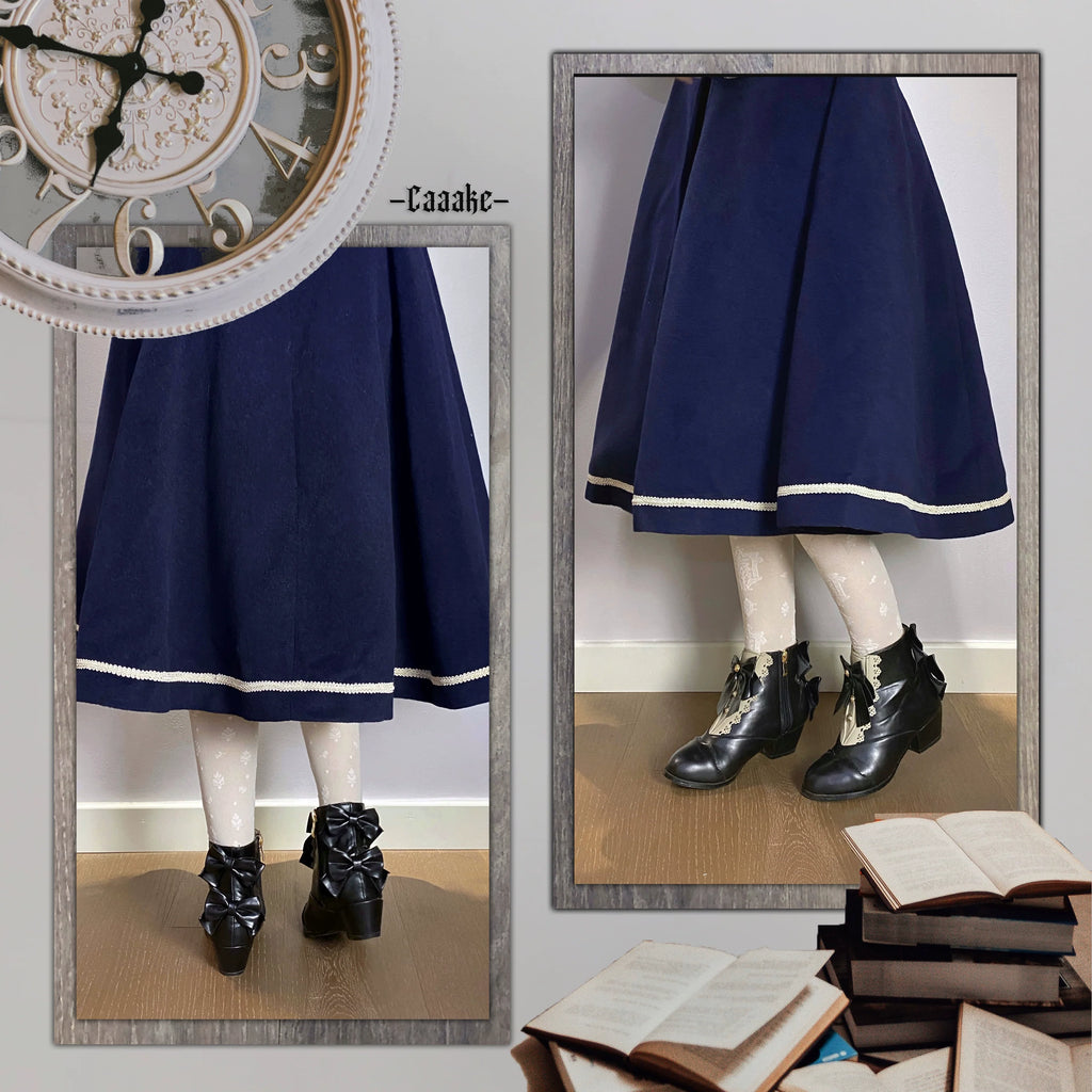 Galaxy Traveler - Classic School Lolita Overcoat with Detachable Cape and Bow - image 10