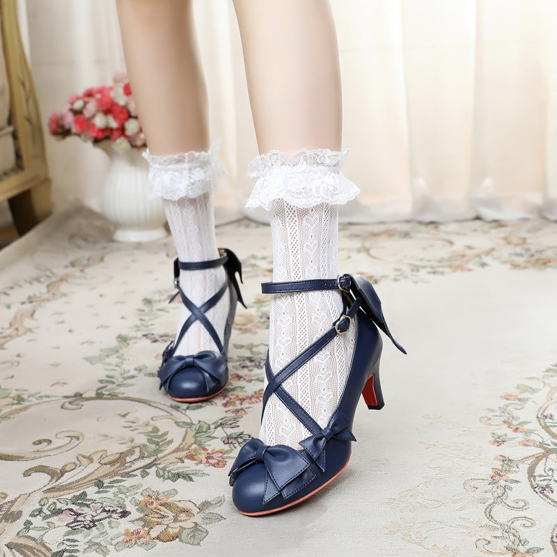 Wind Tide Rumors - Cross-Strap Sweet Lolita Handmade Shoes - image 4