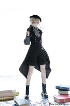Black and Blue Retro Ouji Lolita Shirt with Mutton Sleeves - image 18