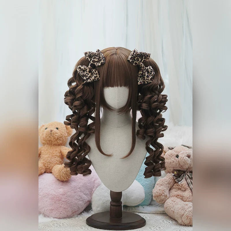 Old School Lolita See-through Bangs Wig, Curly Ponytails - image 5