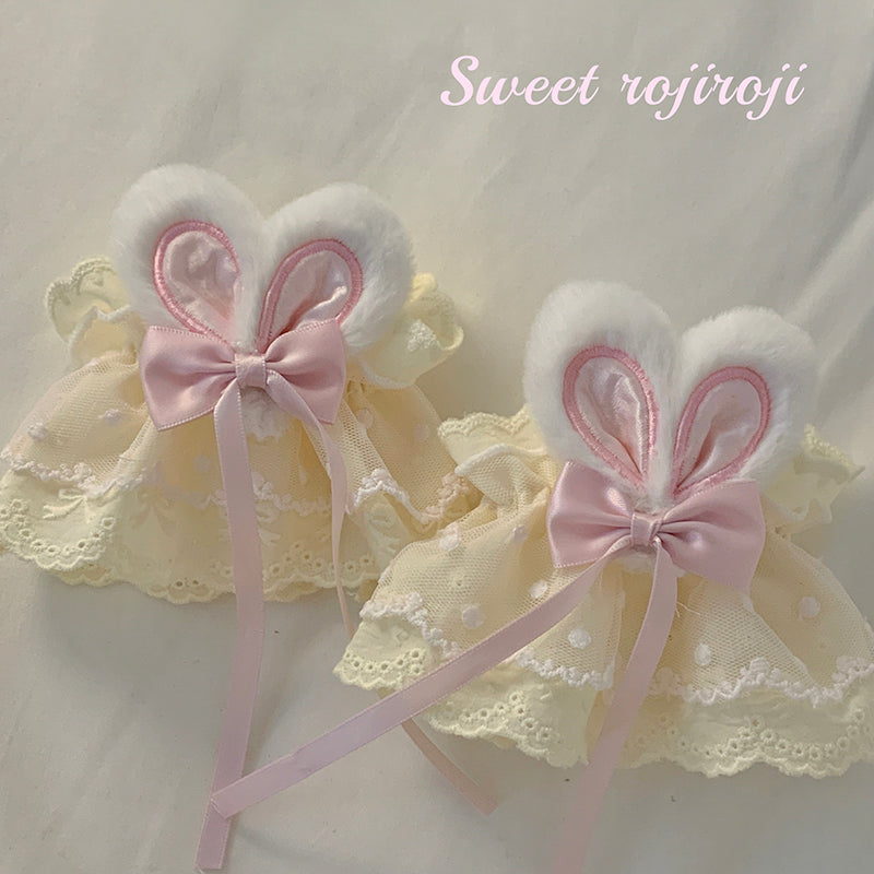 Cute Lolita Bunny Ears Cuffs Lace Summer Butterfly Hand Sleeves - image 6