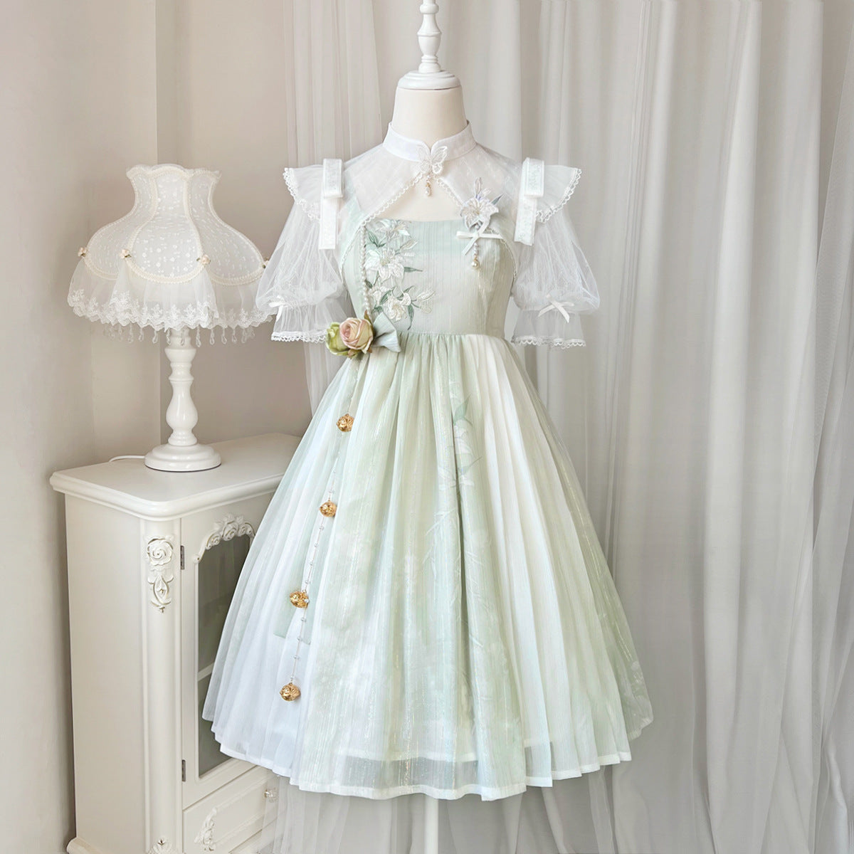 Wind Singing Lily - Qi Lolita Embroidered Dress Suit - image 1