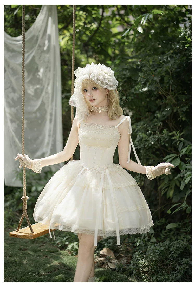 Confession Poem - Classic Lolita Corset JSK Set, Lace & Bows - image 27