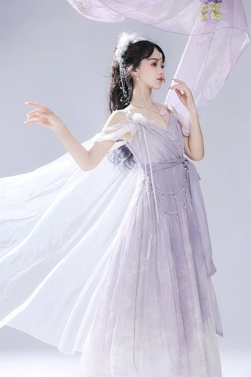 Han Lolita Dress Side Slit Purple JSK Dress - image 3