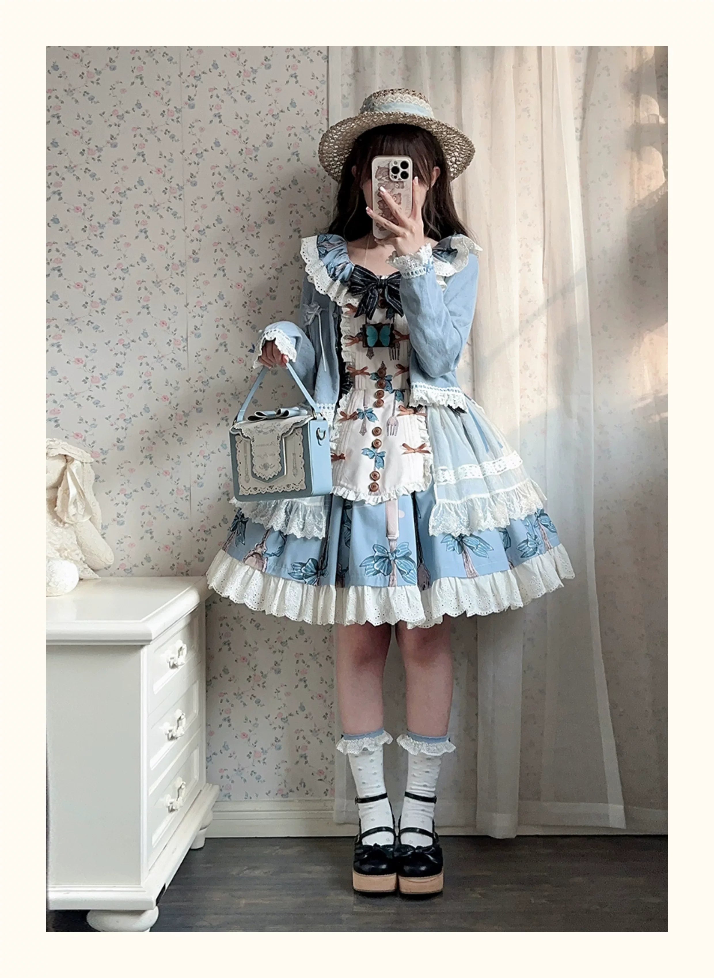 Witch's Banquet - Printed Doll-like Sweet Lolita OP, Apron-like Front and Accessories - image 16