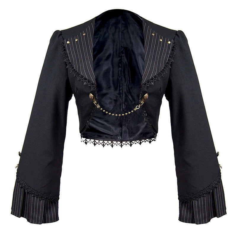 Gothic Lolita Black Cropped Cardigan Jacket - image 42