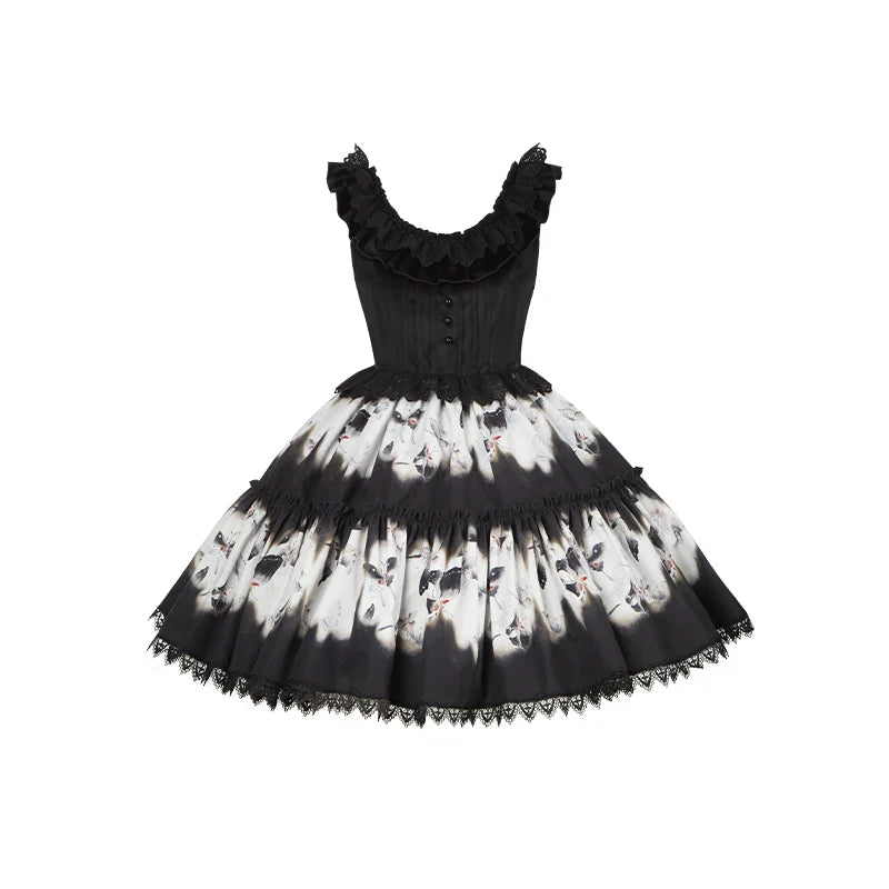 Dead Leaf Butterfly Gothic Lolita JSK and OP Dress Set - image 34