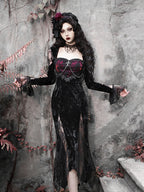 Rose Cemetery - Dark Red Velvet Gothic Lolita Dress - image 1