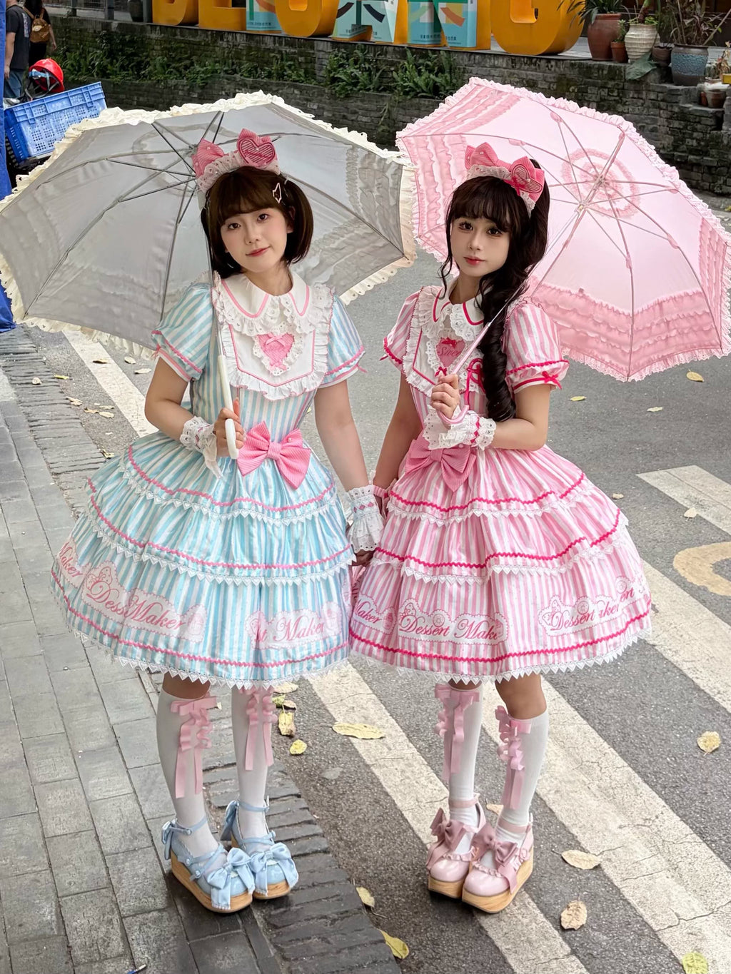 Sweet Butler - Maid Lolita Striped OP Dress, Embroidered Collar - image 4
